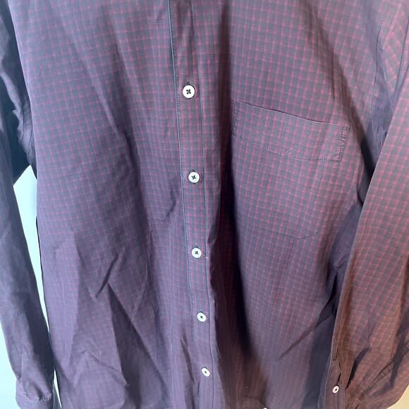 Billy Reid Red & Charcoal Checked Print Button Up Shirt in Men's Size Medium - Picture 5 of 10
